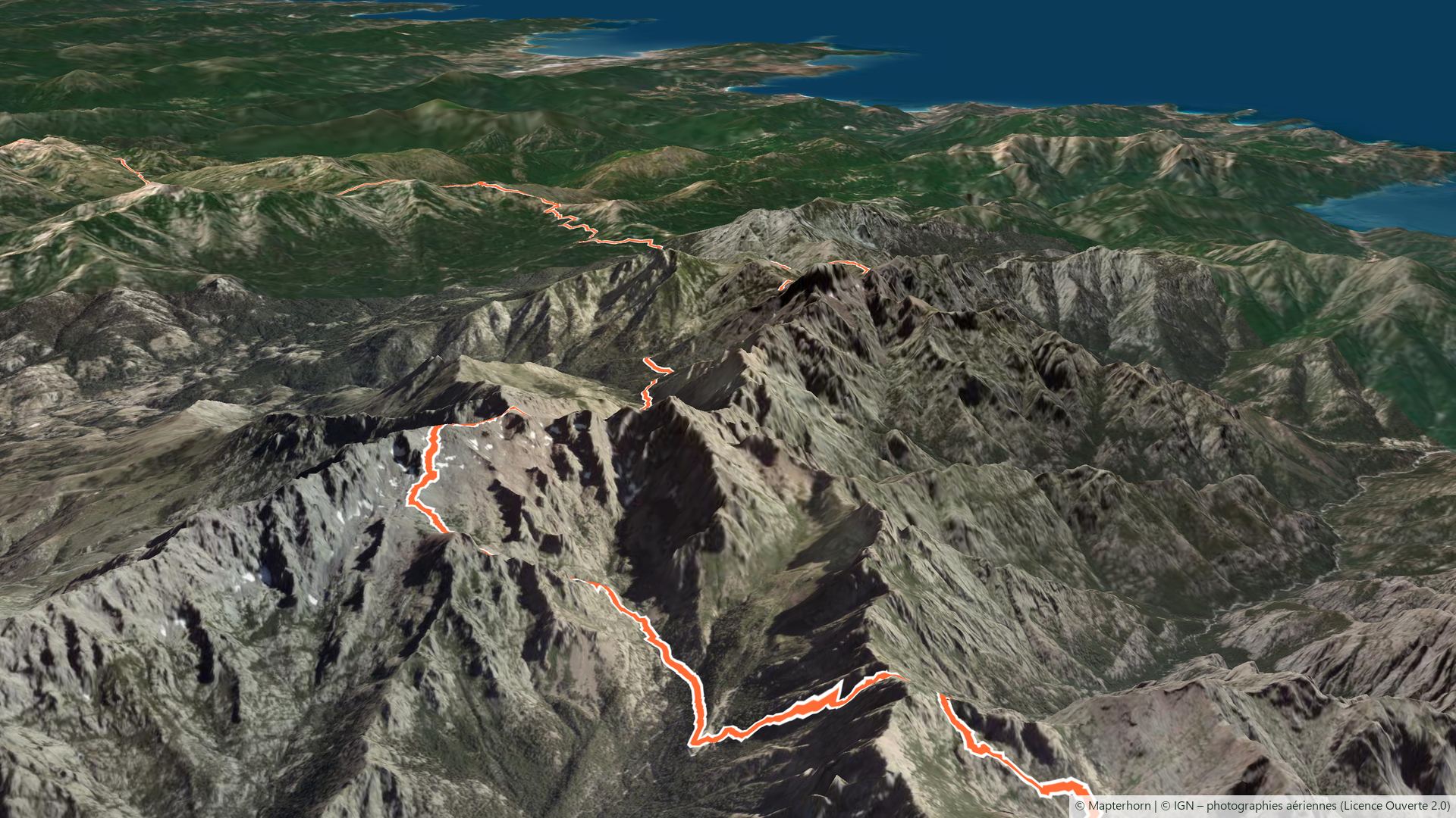 Aperçu de Vistavel : une trace en relief 3D sur la carte